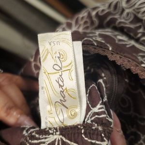 Brown embroidered zipper back  natali dress size small